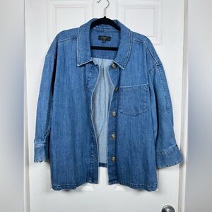 Talbots Denim Shacket Jacket Plus Size 2X Button Front Chambray Shirt Jacket